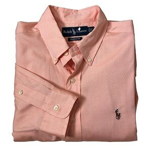 POLO RALPH LAUREN Cotton Peach Classic Fit Long Sleeve Button Shirt 15 1/2-32/33